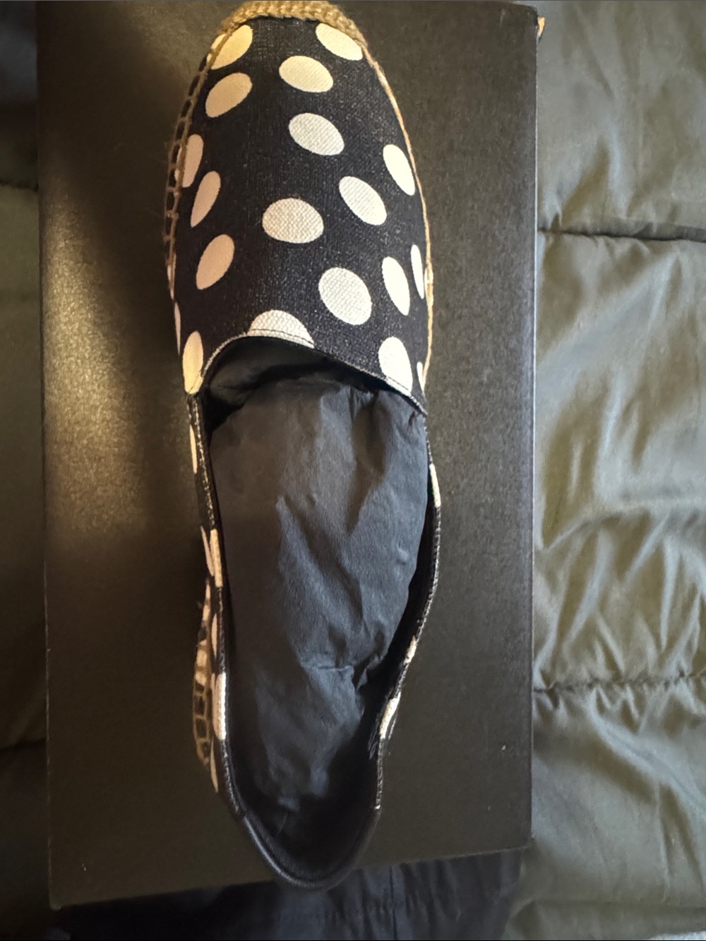 Saint Laurent Black Canvas Polka Dot Espadrille